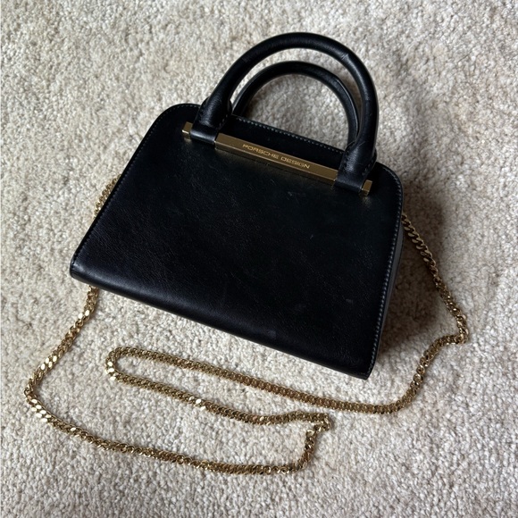 ✨GENUINE✨PORSCHE DESIGN TwinBag Mini Mini in BLACK and GOLD - Picture 1 of 7